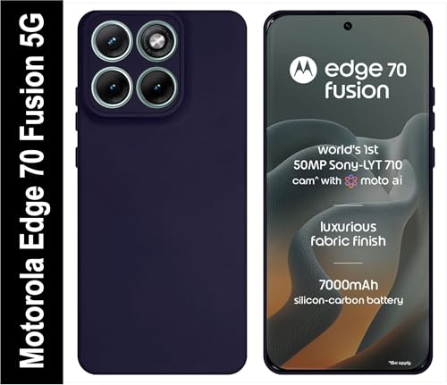 Image of SBMS Silicone Back Cover Case for Motorola Moto Edge 70 Fusion 5G | Soft Micro-Fibre Lining Inside | Camera Protection Bump | Shockproof Back Cover Case for Moto Edge 70 Fusion (Candy Cloth Blue)