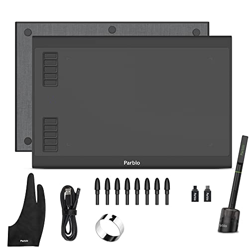Computer Drawing Tablet, Parblo 10x6 Graphic Pen Tablet Input Devices for Education E-Learning Drawing Design Editing w/ 8192 Levels Battery-Free Stylus & 10 Express Keys