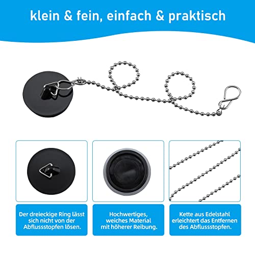 Frap Abflussstopfen 2 Pack Waschbeckenstöpsel, Ø 41 to 36 mm Badewannenstöpsel mit 35 cm Stöpselkette, Waschbeckenstöpsel Verschluss, Abflussstopfen für Waschbecken, Spülbecken, Küchenspüle