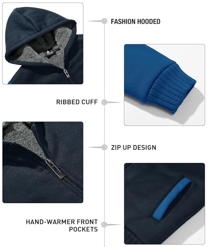 Image of GEEK LIGHTING Boys Sherpa Lined Hoodie Kids Fleece Sweatshirt Full Zip Hooded Jacket