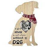 Lily's Home Dog-Shaped Wooden Photo Frame - 7.5'' x 11.8'' with Heart-Shaped 3.5'' x 3.5'' Slot - Sturdy Easel Stand & Ribbon - Ideal Picture Frame for Dog Lovers - Perfect Pet Memorial Gift