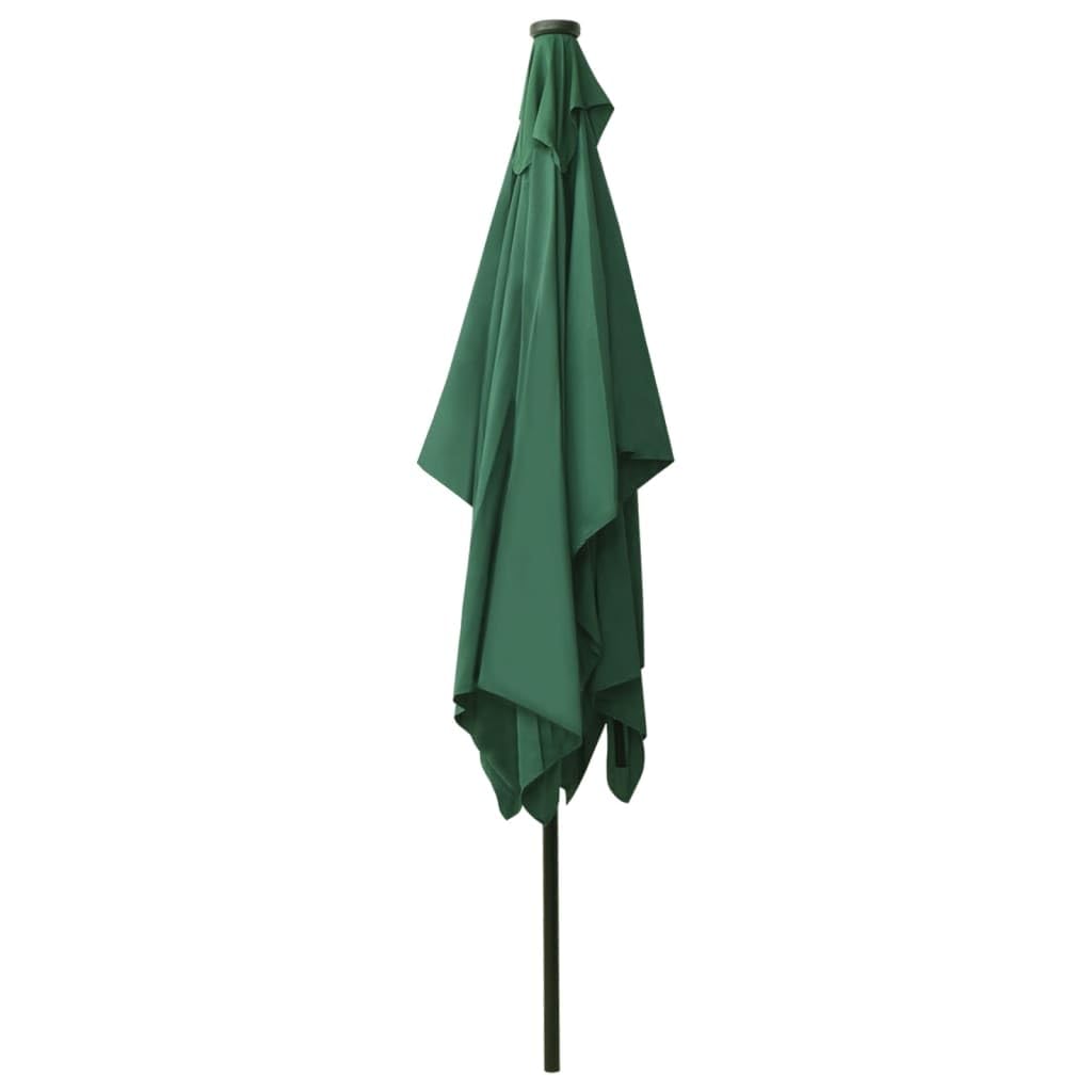 Ombrellone da giardino rettangolare da 2 x 3 m, con manovella e funzione di piegatura, con robusto palo in acciaio e luce ambientale, per terrazza, balcone, giardino, azzurro