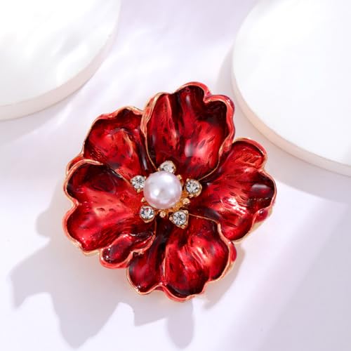 Image of Rhinestone Flower Pin Camellia Drop Oil Brooch Big Large Rose Bouquet Brooch Pin Pearl Daisy Peony Brooch Lapel Pins Elegant Clothing Hat Bag Skirt Accessories for Women