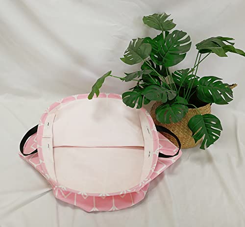 Huayee 19.6 Inches Large Laundry Basket Waterproof Round Cotton Linen Collapsible Storage Bin With Handles For Hamper Kids Room,Toy Storage(Pink) #TOP3