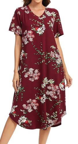 Image of Kabento Womens Short Sleeve Long Nightgowns Sleepwear