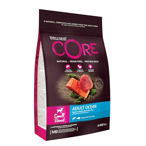 Wellness CORE Small Breed Ocean, 5kg, Salmon & Tuna, Dry Dog Food for Small Breeds, Grain-Free, High Fish Content, Protein-Rich, Supports Healthy Skin & Shiny Coat