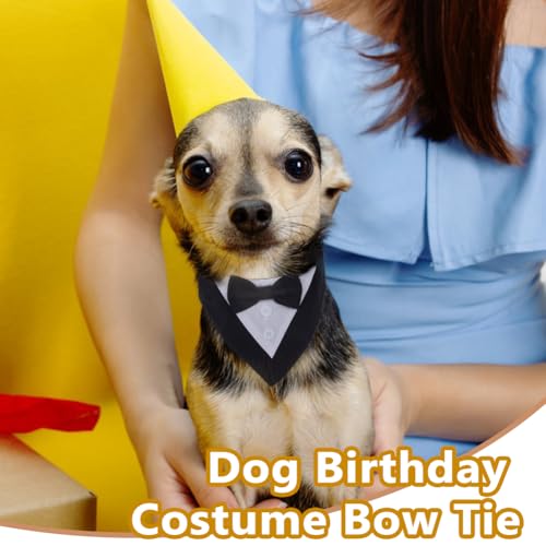 DICOSMETIC Hundeanzug Hundehochzeitsoutfit Haustier Fliege Hemd Verstellbare Hunde Smoking Formelle Welpen Kostüme Haustier Outfit Mit Fliege Für Weihnachten Halloween Geburtstagskostüme Schwarz M