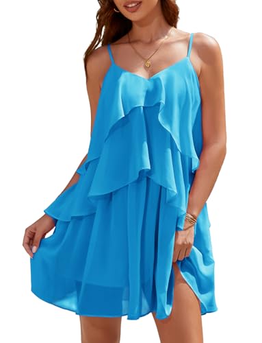 Image of DRESSTELLS Women's Cocktail Ruffle Tiered Dresses, Formal Wedding Guest Graduation Party Mini Dress