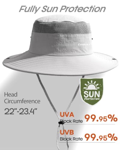 Image of FURTALK Sun Hats for Men Women UPF Sun Protection Breathable Wide Brim | Nylon UV Protection, Breathable Adjustable, 2-in-1 Wide Brim, Packable Water-Resistant, Fishing Hiking Summer