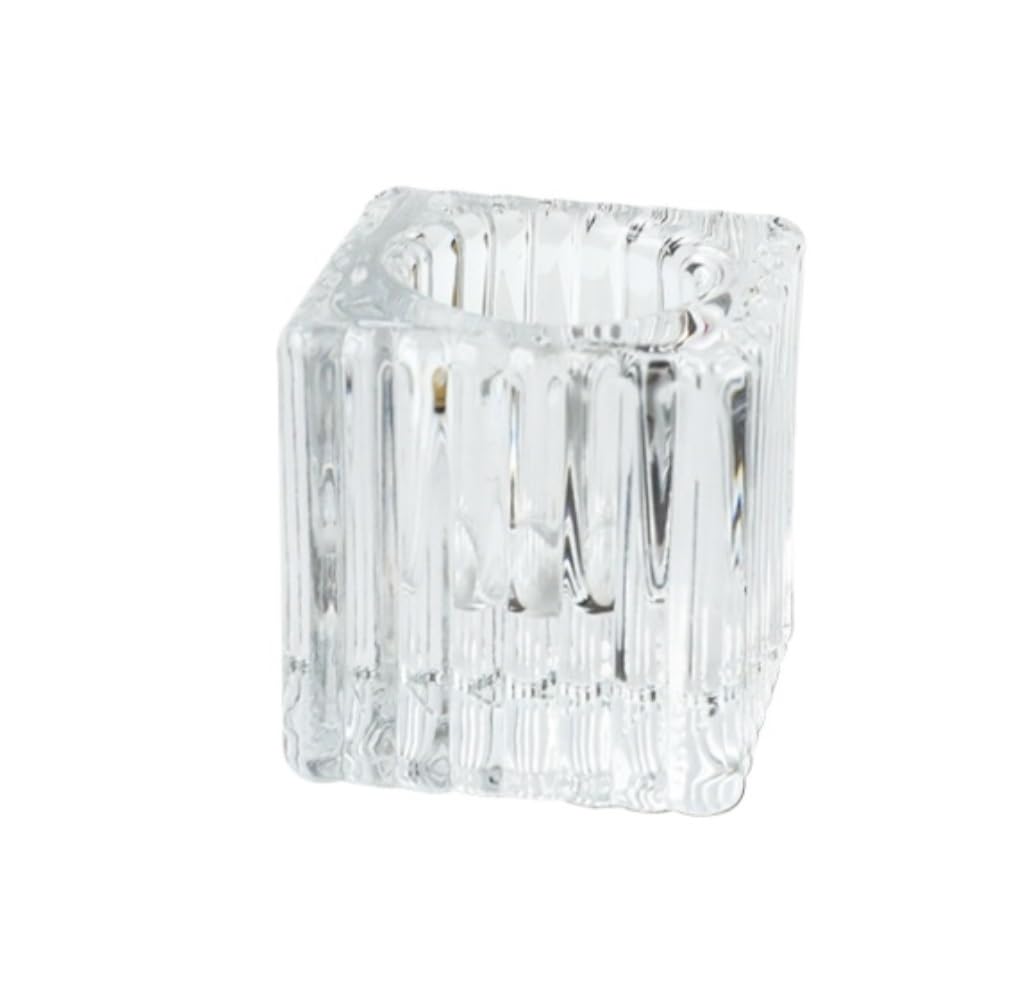 Sturdy Candle Holder Stand Candlestick Holders Taper Candle For Table Centerpiece Thick Glass For Wedding Non Topple(4 * 4cm)