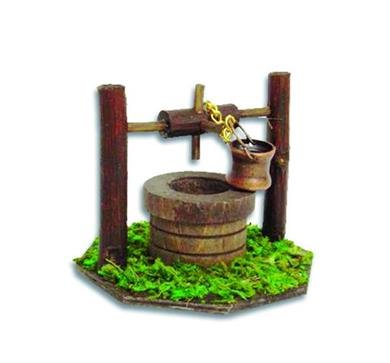 Unbekannt Krippenzubehör Brunnen mit Zahnrad und Zinneimer, Höhe...