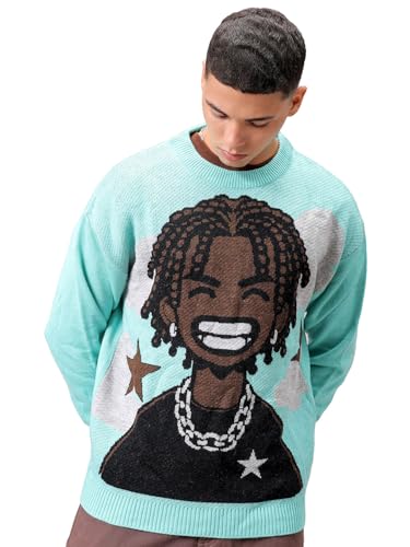 Image of The Indian Garage Co Men Oversized Character Crew Neck Sweater