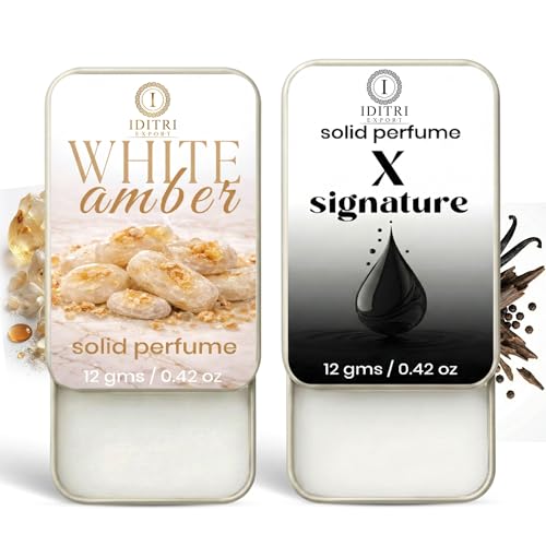 Image of Solid Perfume |x signature&White amber Alcohol Free Wax Perfume Balm, Long Lasting | Pocket Tin 12g, Pack Of 2| Non Greasy Smooth Glide, Travel Friendly Unisex Gifts He Or Her