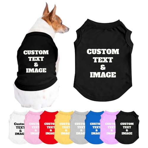 Custom Dog Shirt Personalized Pet Vest Apparel with Name Text Photo Image Lightweight Breathable PuppysKitten Variousize Black