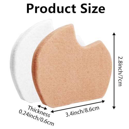 Image of 20 Pieces Wool Felt Foot Pads, Ball of Foot Cushion Shoe Insoles, Dancer Sesamoiditis Pads, Pain Felt Forefoot Cushion Pads, Self-Adhesive Gel Metatarsal Pads Insert (Beige, White)