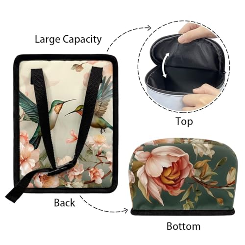 Image of Retro Hummingbird Car Trash Bag Bin Hanging Leak Proof Reusable Automotive Garbage Can with Lid,Durable Car Accessories Auto Organizer and Storage
