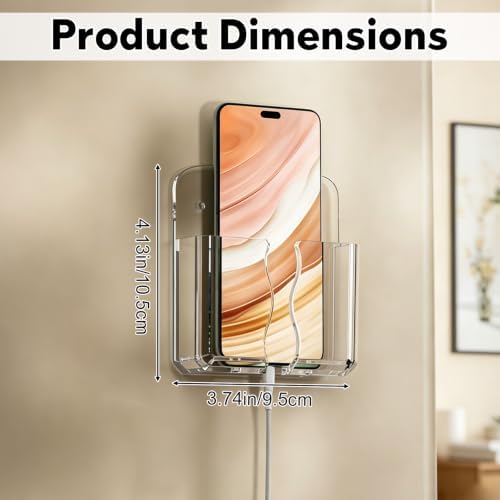 LESSF 4pcs Wall Mount Phone Holder, Self Adhesive Cell Phone Stand (Clear) image 5
