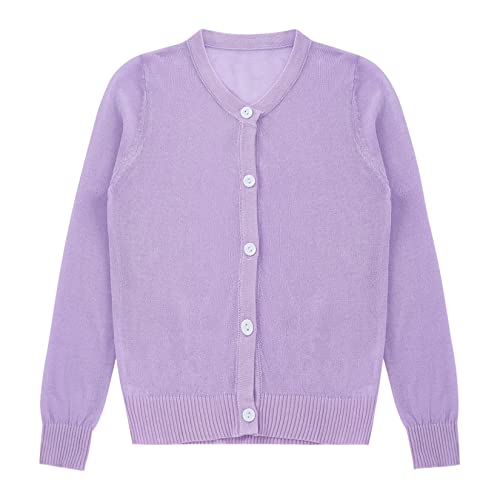 Kids Girls Solid Color Long Sleeve Button-down Knitwear Cardigan Coat Lightweight Casual Jacket Shrug Top for Autumn