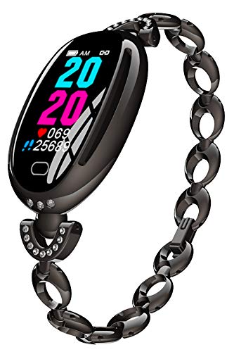 Smartwatch Damen Diamant Fitnessuhr Gold Silber Schmuck Fitness Tracker Sport Herzfrequenz Uhr mit Blutdruckmessung Wasserdicht Schrittzähler