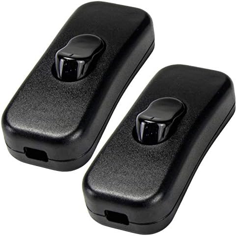Inline Cord Switch 2-Pack, PLUSPOE On-Off Control Lamp Rocker Switch for Lamp Cord Desk LED Lights,Black