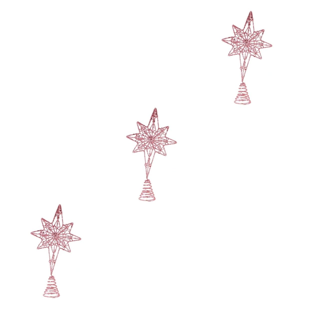 Cabilock 3 Pièces Étoile De Noël Octogonale en Haut du Sapin Dessus De Table Décor De Noël Doré Garniture d'or des Arbres Étoiles Scintillantes Deux Maison Rose Bureau Le Fer 3D Crête