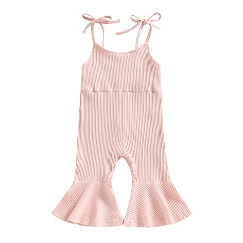 Image of ZAXARRA Toddler Baby Girl Clothes Baby Girl Jumpsuit Romper Baby Overalls Straps Bell-Bottom Pants Baby Fall Summer Outfits