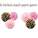 Happy Birthday Banner, With 6 Pom Pom Color Gold, Pink And Dark Pink, With 6 Hanging Swirls Pink and Gold, Birthday Decorations