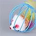 HFLSMHU Caged Mouse Ball Plush Cat Toy, Interactive Feather Wand Teaser with Colorful Mouse for Play