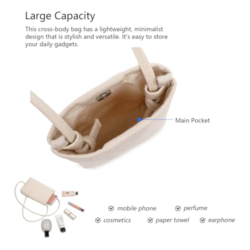 Everyday Small Crossbody Bag for Women Mini Crossbody Purse Lightweight (Beige/Canvas)4