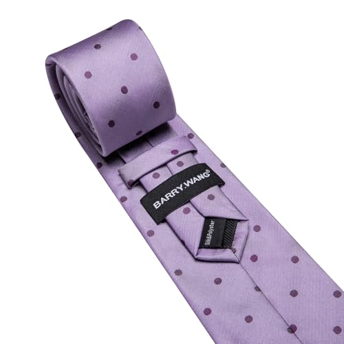 Image of Barry.Wang Ties for Men Silk Tie Sets Polka Dot Woven Necktie Pocket Square Cufflinks Business Wedding
