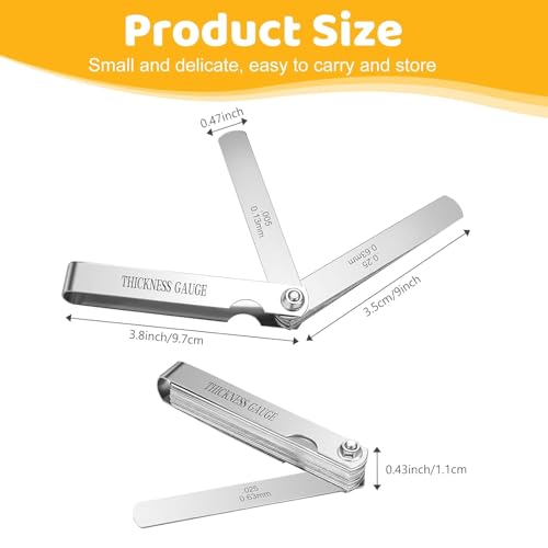 Image of Inditrust Feeler Gauge Set, 26 Blades, 0.04-0.63 mm, Dual Marked Metric and Imperial, Stainless Steel