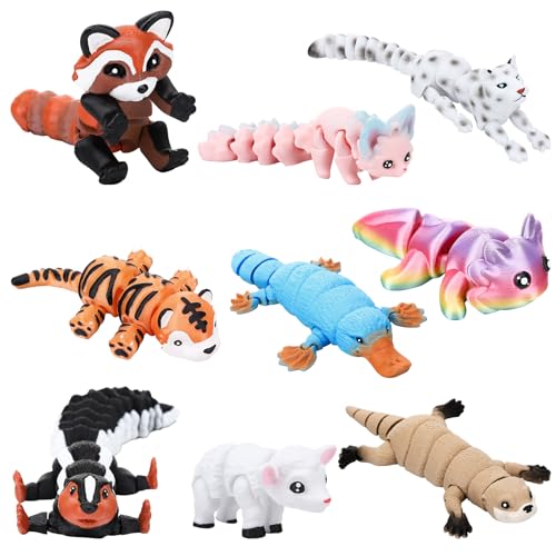 Guiqulai 9pcs Articulated 3D Printed Animal Figures