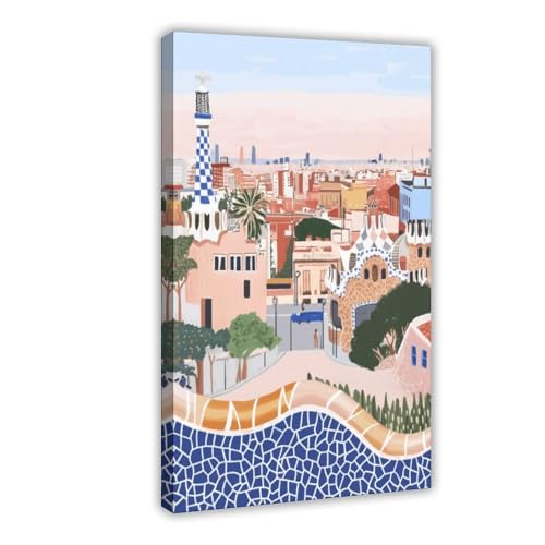 Poster Barcelone sur toile artistique de haute qualité en 40 x 60 cm