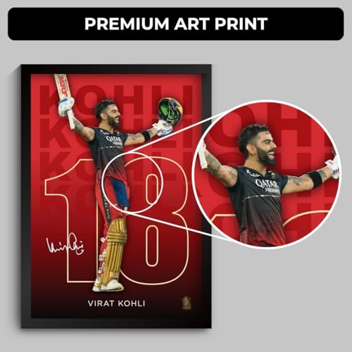 Image of Funk You Store Virat Kohli Framed Poster | King Kohli 18 Wall Art | RCB Edition | Cricket Legend | Premium Sports Decor for Cricket Fans | Motivational Wall Poster (F 008)
