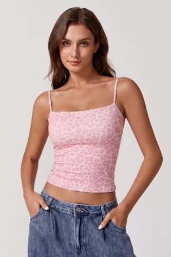 Image of QINSEN Women's Double Lined Basic Tank Top Adjustable Spaghetti Straps Sleeveless Camisole Shirts