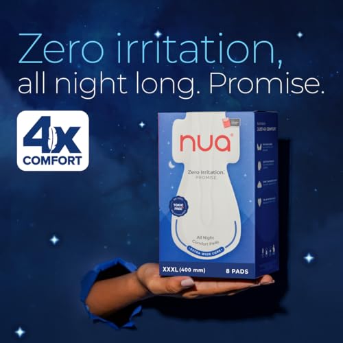 Image of Nua All Night Comfort Sanitary Pads | Pack of 16 (XXXL 400mm) | Extra Wide Core | Front to Back Coverage | Upto 12 Hours of Absorption | Super Soft and Breathable | No Rashes | 100% Toxic-Free