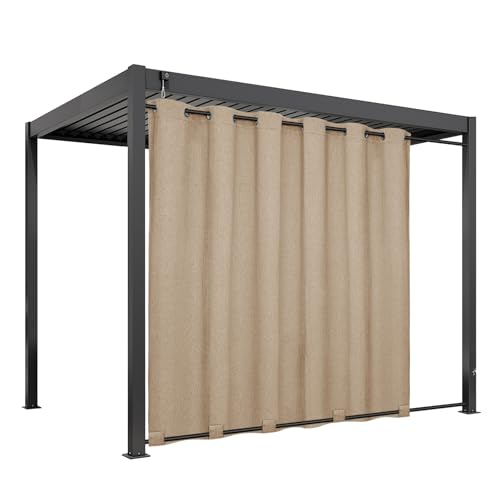 Easy-Going Linen Look Outdoor Curtains Waterproof Windproof Porch Curtains, Soft Thicken Outdoor Privacy Curtains for Patio, Gazebo, Grommet Top and Tab Bottom Drape, 1 Panel, 54x84 inch, Be