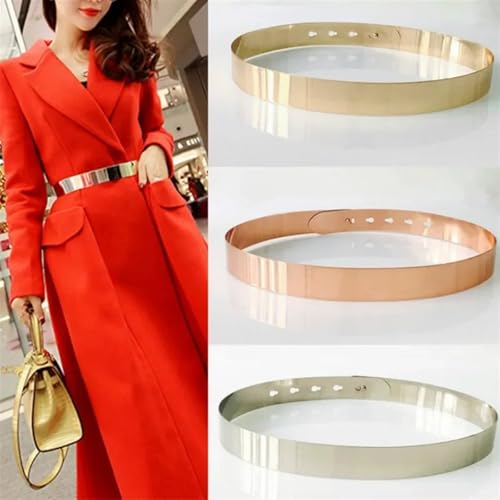 Brand Women Adjustable Metal Waist Belt Bling Gold Silver Color Plate Vintage Lady Simple Belts Mirror Waistband4