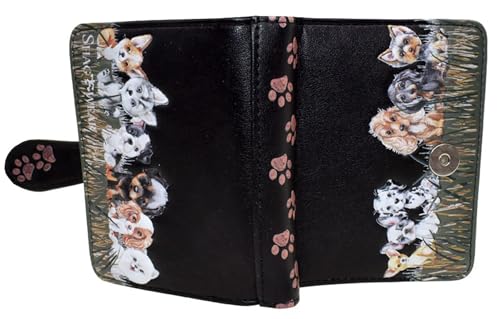 Shag Wear Puppy Love Small Dog Wallet for Women and Teen Girls Vegan Faux Leather Black 4.5