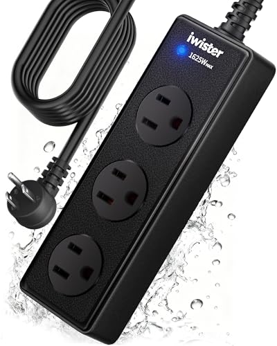 Image of Outdoor Power Strip Weatherproof, 3 AC Outlets, 1625W /13A High-Power Single-Device Use, IPX6 Waterproof Extension Cord for Backyard, Patio, Home Office, Garage, Workshop, Camping, 5FT