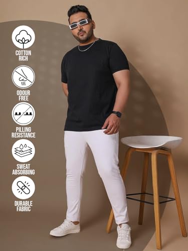 Image of Bigbanana Plus Size Men's Regular Fit Solid Round Neck Tshirt