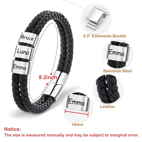 Pulsera personalizada de cuero para hombres miniatura 4