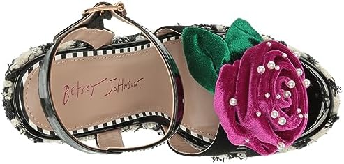 Betsey Johnson Women's Eugene Heeled Sandal, Black/White/Multi, 5 | Image 4