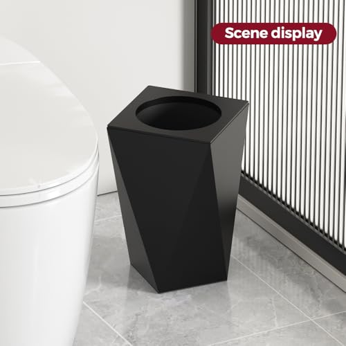 Image of 10L /2.6GAL Modern Open top Garbage can,Black Bathroom tarsh can,Small Wastebasket for Bathroom,Bedroom,Office,Living Room,Hotel (Black)