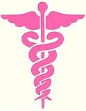 Pink Caduceus Vinyl Decal Sticker Registered Nurse Medical Car Window Bumper 5.5-inches Premium...