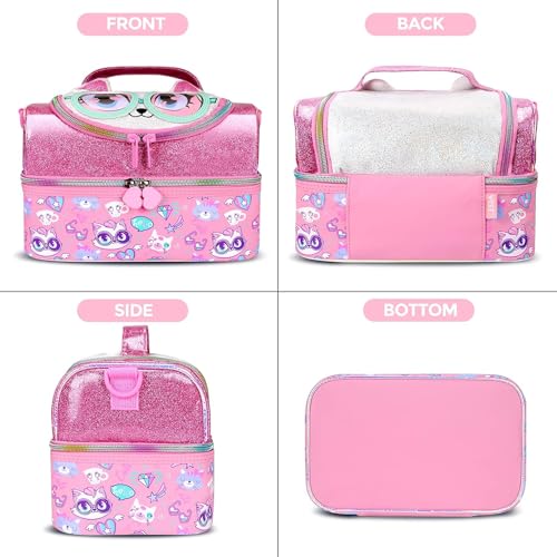 Image of Lunch Bag for Kids, Lunch Bag for Office Men, Women and Kids, Canvas Tiffin Bags for School, Picnic, Work, Carry Bag for Lunch Box and Water Bottle (Cat)