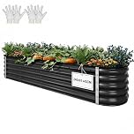 YITAHOME Outdoor Raised Garden Bed Kit 240x61x43cm, Raised Beds Thickened Zinc-Aluminum-Magnesium Stainless Steel Metal Raised Beds for Garden with Safety Rubber for Vegetables Flowers Fruits (Grey)