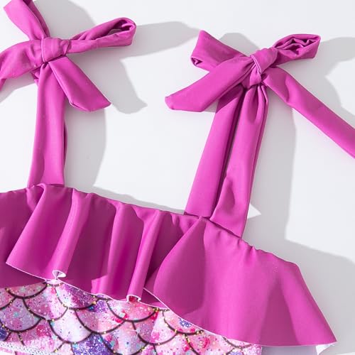 Image of ALISISTER Girls Swimsuit 3 Piece Bathing Suits Flounce Bikini Tankini Set Beach Swimwear with Cover Ups Skirt for 3-8 Years