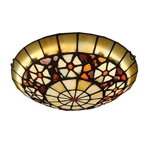 Yjmgrowing Lámparas de Techo Estilo Tiffany de LED para Habitaciones, Luces empotradas de Techo de Montaje Vintage en vidrieras Hechas a Mano Pasillo Accesorio de iluminación, luz cálida LED,30cm