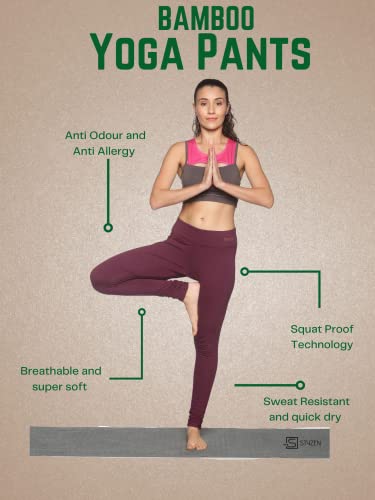 Image of Organic Bamboo Fibre Yoga Pants for Women - Wine Red